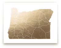 Oregon Map Foil-Pressed Art Print