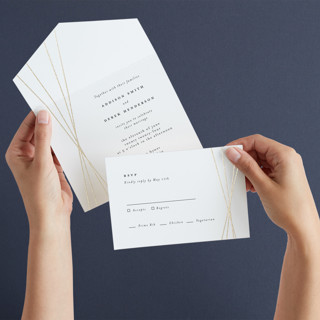 Tied All-in-One Foil-Pressed Wedding Invitations