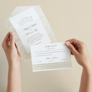 Gilded Henna All-in-One Foil-Pressed Wedding Invitations