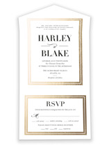Gilded frame All-in-One Foil-Pressed Wedding Invitations