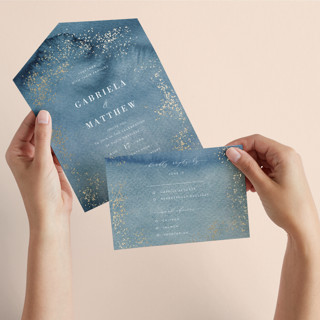 Abstract seaside All-in-One Foil-Pressed Wedding Invitations