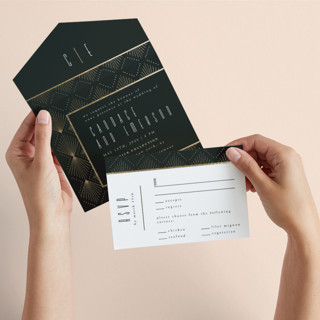 Deco pattern All-in-One Foil-Pressed Wedding Invitations