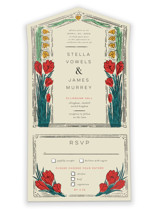 Deco Spring Florals All-in-One Foil-Pressed Wedding Invitations