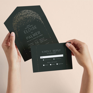 Fringe All-in-One Foil-Pressed Wedding Invitations