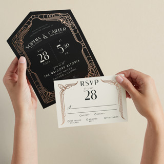 Geometric Deco All-in-One Foil-Pressed Wedding Invitations