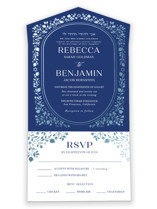 Pomegranate Floral Frame All-in-One Foil-Pressed Wedding Invitations
