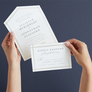 Classic Line Frame All-in-One Foil-Pressed Wedding Invitations