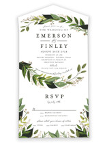 Vines of Green All-in-One Foil-Pressed Wedding Invitations