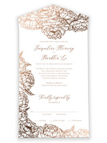 Blooming Peonies All-in-One Foil-Pressed Wedding Invitations