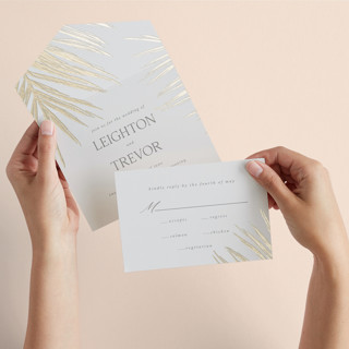 Gilded Palm All-in-One Foil-Pressed Wedding Invitations