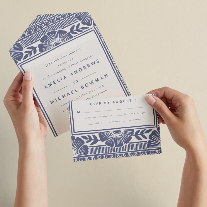 Block Print Frame Block Print Frame All-in-One Wedding Invitations by Katharine Watson ...