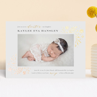 Elegant florals Foil-Pressed Baptism and Christening Invitations