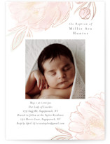 Sweet Peony Foil-Pressed Baptism and Christening Invitations