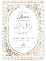 Wildflower Frame Foil-Pressed Baptism and Christening Invitations