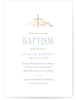 Ribbon and Cross Foil-Pressed Baptism and Christening Invitations