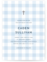 Sweetest gingham Foil-Pressed Baptism and Christening Invitations