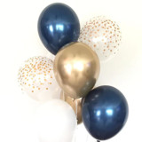 Navy and Gold Balloons | Set of 8 Standard 11" Latex Balloons Party Balloons