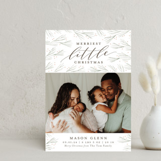 Merriest Little Christmas Holiday Birth Announcement Postcards