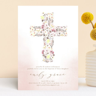 Organic Cross Baptism and Christening Invitations