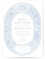 folk frame Baptism and Christening Invitations