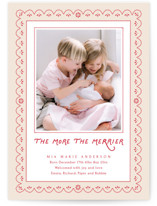 holiday scallop lace Holiday Birth Announcements
