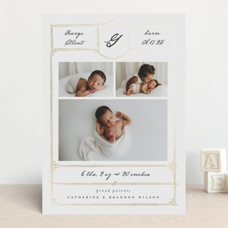 Antique Foil-Pressed Birth Announcements