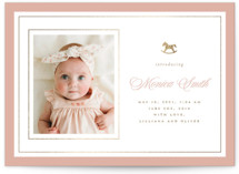 classic rocking horse Foil-Pressed Birth Announcements