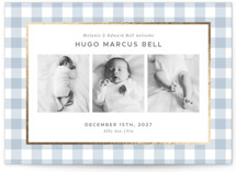 Soft Gingham Foil-Pressed Birth Announcements