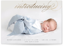 Script intro Foil-Pressed Birth Announcements