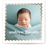 Glimmering ric-rac Foil-Pressed Birth Announcements