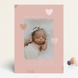 Cute hearts Foil-Pressed Birth Announcements