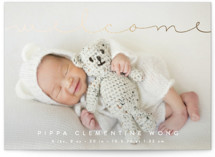 Delicate Welcome Foil-Pressed Birth Announcements