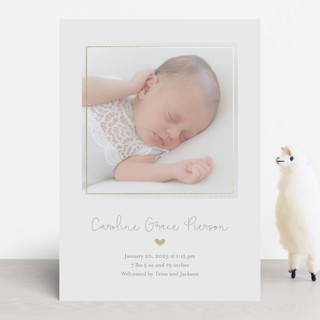 traditional golden heart Foil-Pressed Birth Announcements