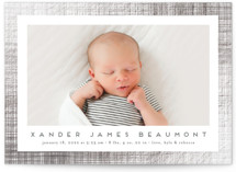 Shimmering Linen Foil-Pressed Birth Announcements