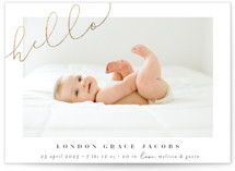 Angled Hello Foil-Pressed Birth Announcements