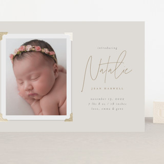 Photo Corner Foil-Pressed Grand Birth Announcements