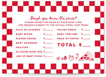 Special Delivery Pizza Baby Shower Game Cards