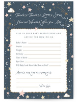 Stellar Baby Shower Game Cards