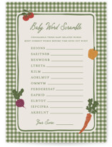 Farmers Market Baby Shower Game Cards
