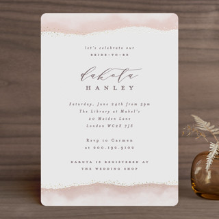 Dip Dyed Glitter Foil-Pressed Bridal Shower Invitations