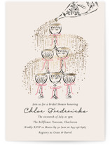 Sparkling Champagne Tower Foil-Pressed Bridal Shower Invitations