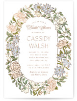 Oval Wreath Foil-Pressed Bridal Shower Invitations