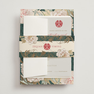 Auspicious Peonies Foil-Pressed Belly Bands