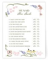 Spring Bridal Shower Insert Cards