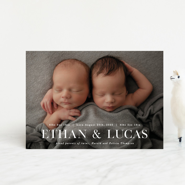 Double Take Birth Announcement Petite Cards by Hooray Creative Minted