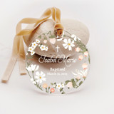 Personalized Acrylic Floral Strawberry Baby Baptism First Holy Communion Christening or Dedication Keepsake, Set of 1 Baby Milestone Signs