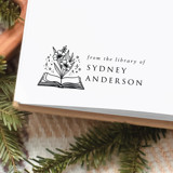 Custom Name Flowers Book Stamp | Book Lover Gift Book Stamp