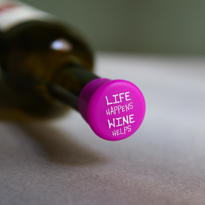 Life Happens Wine Helps CapaBunga Wine Cap Bottle Stoppers by Maire and