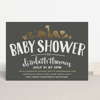 Fancy Zoo Foil-Pressed Baby Shower Invitations
