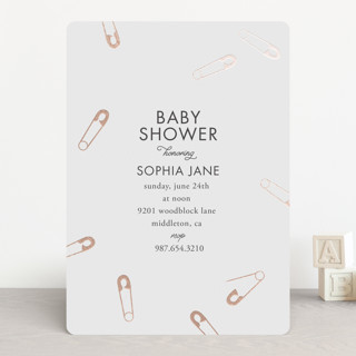 Safety Pins Foil-Pressed Baby Shower Invitations